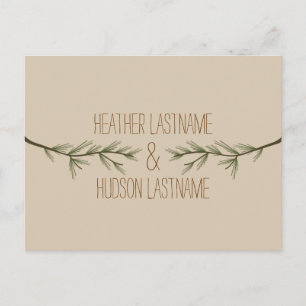 Evergreen Branches Rustic Save the Date Ankündigungspostkarte