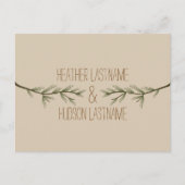 Evergreen Branches Rustic Save the Date Ankündigungspostkarte (Vorderseite)