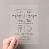 Evergreen Branches Rustic Woodland Wedding Acryleinladungen (Insitu (Handheld))