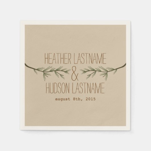 Evergreen Branches Wedding Napkins Serviette (Vorderseite)