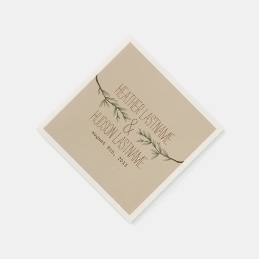 Evergreen Branches Wedding Napkins Serviette (Ecke)