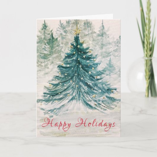 Evergreen Bright Holiday Card Karte (Vorderseite)