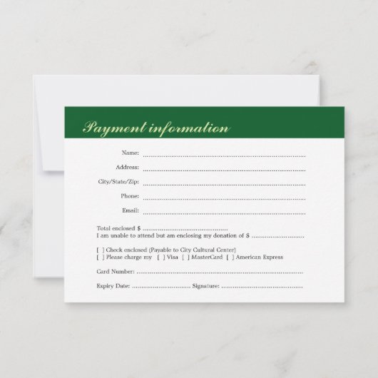 Evergreen Business Gala Event UAWG RSVP Karte (Rückseite)