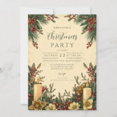 Evergreen Candlelight Weihnachts-Party Einladung (Vorderseite)