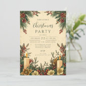 Evergreen Candlelight Weihnachts-Party Einladung (Stehend Vorderseite)