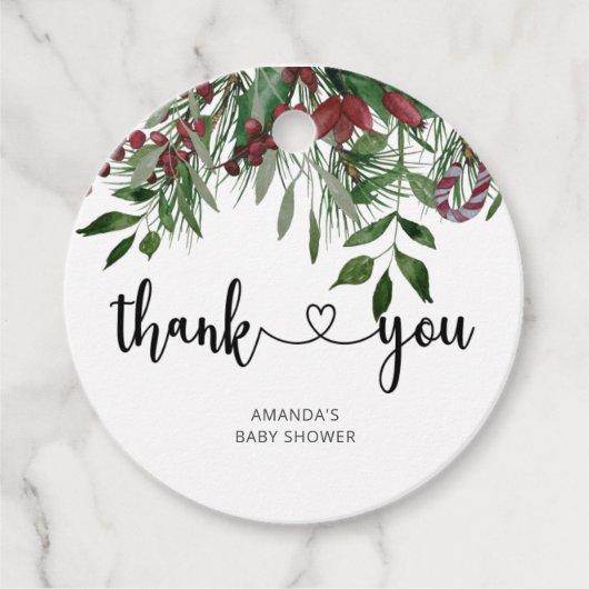 Evergreen Christmas Danke Geschenkanhänger (Vorderseite)