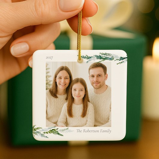 Evergreen Christmas Photo Ornament