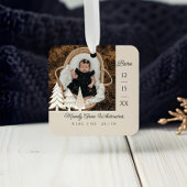 Evergreen Christmas Tree Baby Birth Stat Foto Ornament Aus Metall