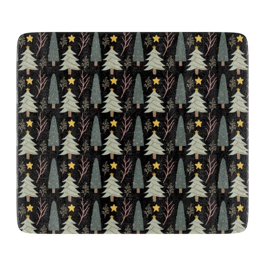 Evergreen Christmas Tree Muster gemütliche Winter Schneidebrett (Vorderseite)