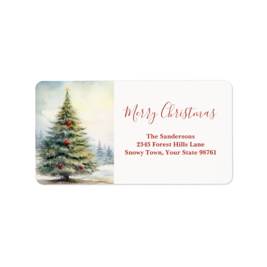 Evergreen Christmas Tree Vintag Adressaufkleber (Vorne)