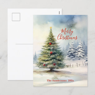 Evergreen Christmas Tree Vintag Feiertagspostkarte