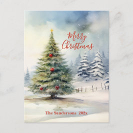 Evergreen Christmas Tree Vintag Feiertagspostkarte