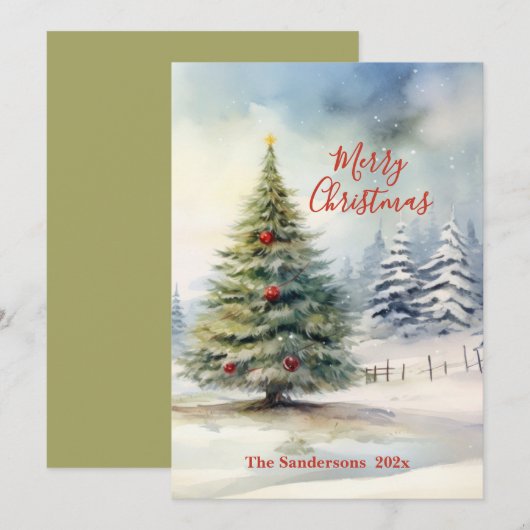 Evergreen Christmas Tree Vintage Card Feiertagskarte (Vorne/Hinten)