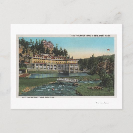 Evergreen, CO - Troutdale Hotel, Bärengraben Postkarte (Vorderseite)