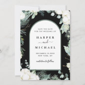 Evergreen & Cotton Blume Arch Foto Black Save The Date (Rückseite)