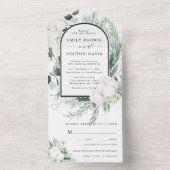 Evergreen & Cotton Blume Arch Wedding All In One Einladung (Innen Boden)