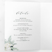 Evergreen & Cotton Blume Arch Wedding Dreifach Gefaltete Einladung (Innen Erste Seite)