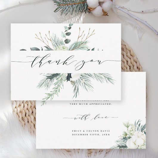 Evergreen & Cotton Blume Bouquet Wedding Dankeskarte