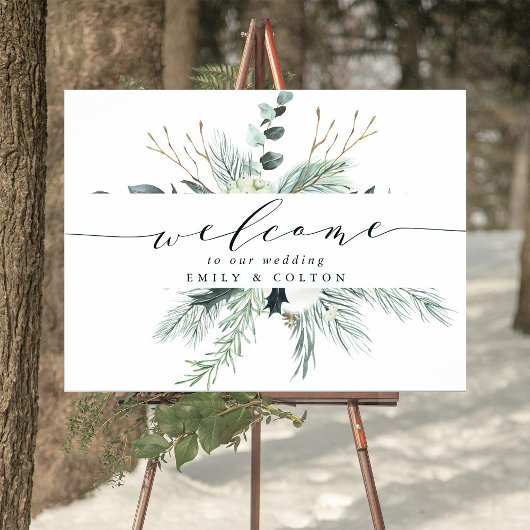 Evergreen & Cotton Blume Bouquet Wedding Willkomme Poster