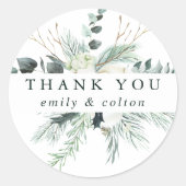 Evergreen & Cotton Blume Elegant Danke Klasse Runder Aufkleber (Vorderseite)