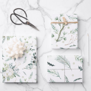 Evergreen & Cotton Blume Elegant Geschenkpapier Set