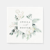 Evergreen & Cotton Blume Elegante Hexagon Hochzeit Serviette (Vorderseite)