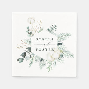 Evergreen & Cotton Blume Elegante Hexagon Hochzeit Serviette