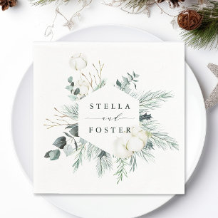 Evergreen & Cotton Blume Elegante Hexagon Hochzeit Serviette