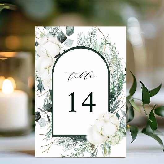 Evergreen & Cotton Blume Elegante Hochzeit Tischnummer