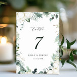 Evergreen & Cotton Blume Elegante Hochzeit Tischnummer<br><div class="desc">Diese Tischnummer ist mit handbemaltem Wintergarten,  Blume aus Baumwolle mit goldenen und Aquarelltexturen ausgestattet. Für eine erweiterte Anpassung dieses Designs klicken Sie bitte auf den Link "Weitere Anpassung". Matching-Elemente sind ebenfalls verfügbar.</div>