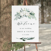 Evergreen & Cotton Blume Elegante Hochzeit Willkom Poster