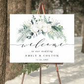 Evergreen & Cotton Blume Elegante Hochzeit Willkom Poster