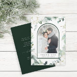 Evergreen & Cotton Blume Elegantes Hochzeitsfest - Dankeskarte<br><div class="desc">Diese Dankeschön-Karte zeigt handbemalte Wintergärten,  Blume aus Baumwolle mit Bogenrahmen. Für eine erweiterte Anpassung dieses Designs klicken Sie bitte auf den Link "Weitere Anpassung". Matching-Elemente sind ebenfalls verfügbar.</div>