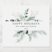 Evergreen & Cotton Blume Happy Holidays Schaumweinetikett (Einzelnes Label)