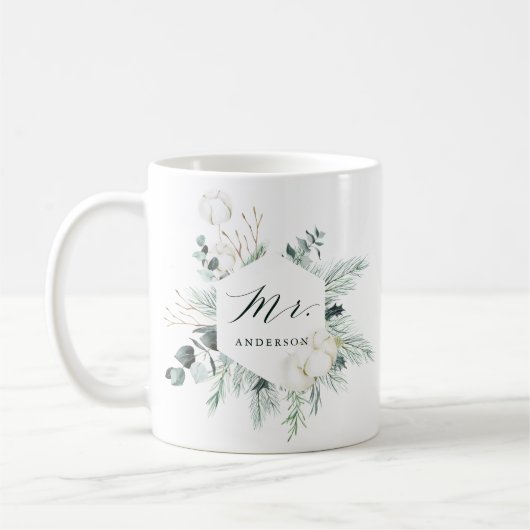 Evergreen & Cotton Blume Herr Personalisiert Kaffeetasse (Links)