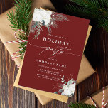 Evergreen & Cotton Blume Red Holiday Party Einladung<br><div class="desc">Dieses Weihnachtsfest | Holiday party Einladung mit handgemalten Wintergärten,  Blume aus Baumwolle mit goldenen und wasserfarbenen Texturen und einem immergrünen Zweig auf der Rückseite. Klicken Sie auf die SCHALTFLÄCHE BLAUE DESIGN TOOL,  um eine erweiterte Anpassung dieses Designs zu erhalten. Matching-Elemente sind ebenfalls verfügbar.</div>