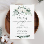 Evergreen & Cotton Blume Winter Holiday Party Einladung<br><div class="desc">Dieses Weihnachtsfest | Holiday party Einladung mit handgemalten Wintergärten,  Blume aus Baumwolle mit goldenen und wasserfarbenen Texturen und einem immergrünen Zweig auf der Rückseite. Klicken Sie auf die SCHALTFLÄCHE BLAUE DESIGN TOOL,  um eine erweiterte Anpassung dieses Designs zu erhalten. Matching-Elemente sind ebenfalls verfügbar.</div>