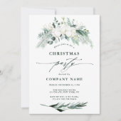 Evergreen & Cotton Blume Winterweihnachtsfest Part Einladung (Vorderseite)