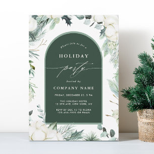 Evergreen & Cotton Blumen Watercolor Holiday Party Einladung