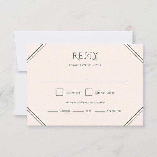Evergreen Diamond Wedding RSVP Card (Vorderseite)