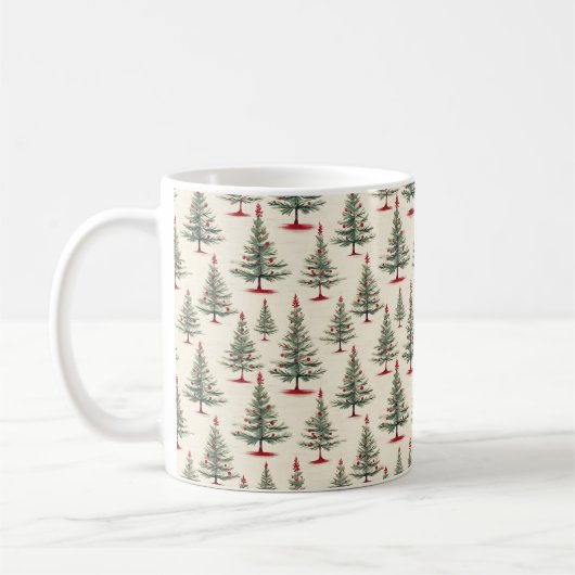 Evergreen Dreams: Ein Wald mit Weihnachtsbäumen Kaffeetasse (Links)