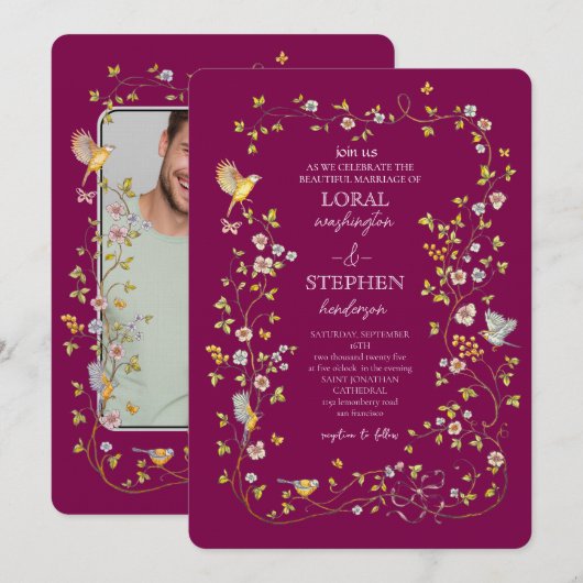 Evergreen Elegance Wedding Einladung (Vorne/Hinten)