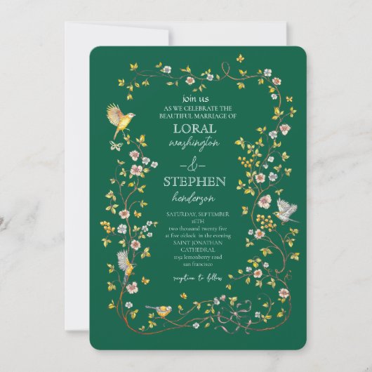 Evergreen Elegance Wedding Einladung (Vorderseite)