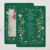 Evergreen Elegance Wedding Einladung (Vorne/Hinten)