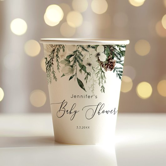 Evergreen elegante Kiefernwälder Babydusche Pappbecher