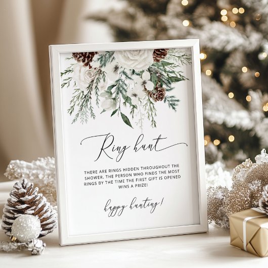 Evergreen elegante Ringjagd Brautparty Poster