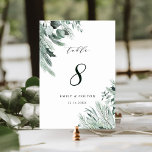 Evergreen Elegante Watercolor Wedding Tischnummer<br><div class="desc">Diese Tischnummer ist mit handgemalten Wintergärten und moderner Kalligraphie ausgestattet. Für eine erweiterte Anpassung dieses Designs klicken Sie bitte auf den Link "Weitere Anpassung". Matching-Elemente sind ebenfalls verfügbar.</div>