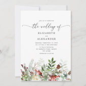 Evergreen elegante Winter Hochzeit QR Code Foto Einladung (Vorderseite)