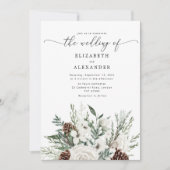 Evergreen elegante Winter Hochzeit QR Code Foto Einladung (Vorderseite)
