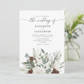 Evergreen elegante Winter Hochzeit QR Code Foto Einladung (Stehend Vorderseite)
